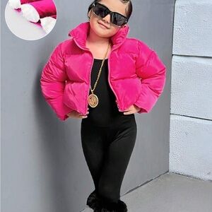SHEIN Pink Puffer Jacket for Kids